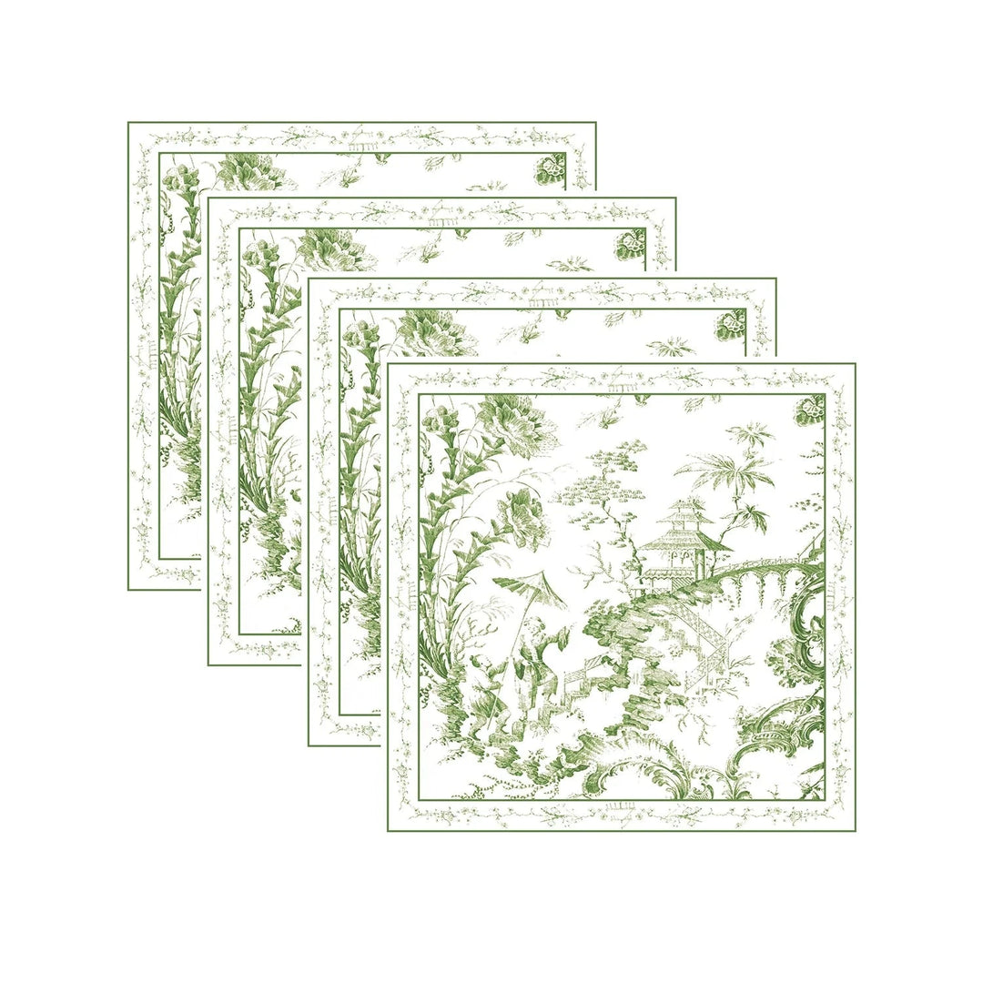 Chinoiserie Napkins Green and White - Set of 4 Dinner Napkins Beatriz Ball 