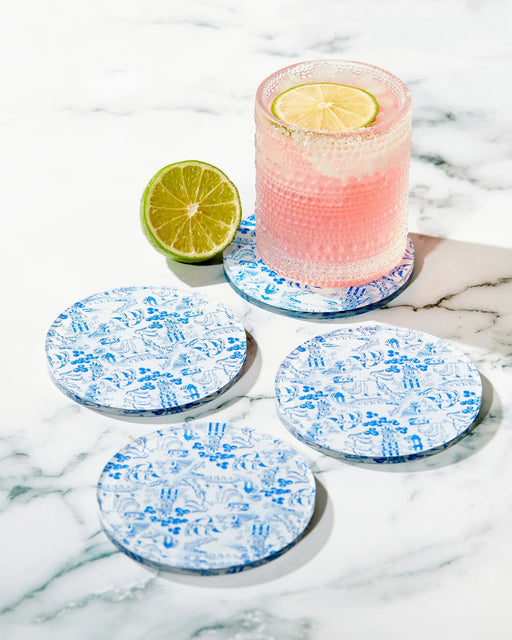 Chinoiserie Print Coaster - Set of 4 Coasters Tart By Taylor 