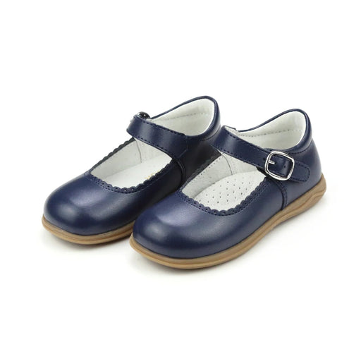 Chloe Classic Scalloped Leather Mary Jane - Navy Children Shoes L'Amour 
