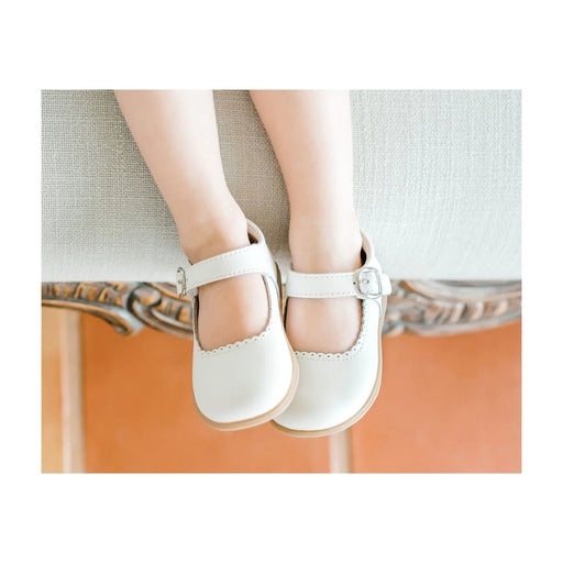 Chloe Classic Scalloped Leather Mary Jane - White Children Shoes L'Amour 