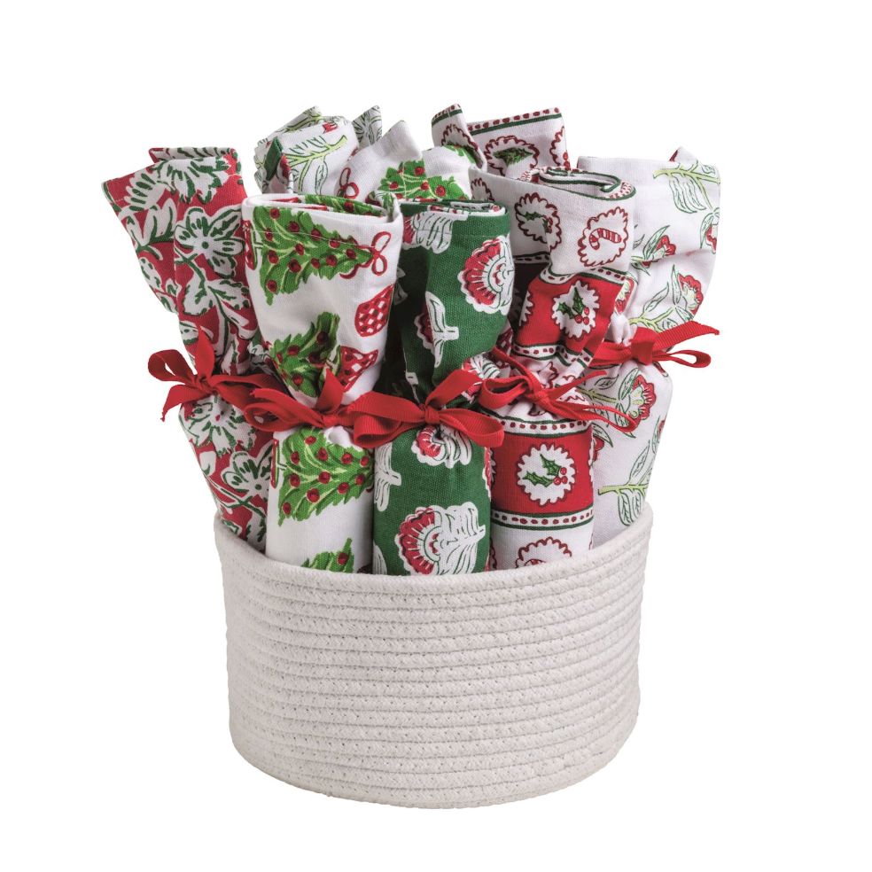Christmas Block Print Towels Kitchen Towel MudPie 
