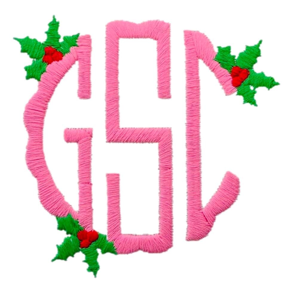 Christmas Embroidery Options Holiday Embroidery The Horseshoe Crab Holly Monogram Accent 