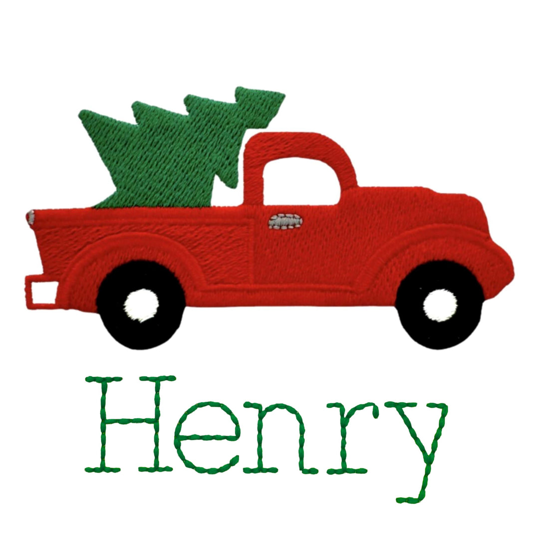 Christmas Embroidery Options Holiday Embroidery The Horseshoe Crab Truck with Christmas Tree 