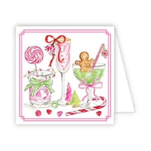 Christmas Enclosure Cards Gift Card Rosanne Beck Pink Cocktails with Christmas Candy and Gingerbread Man 