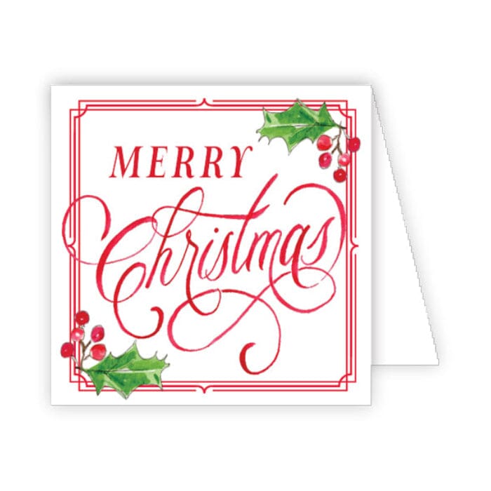Christmas Enclosure Cards Gift Card Rosanne Beck Red Merry Christmas with Holly and Berries 