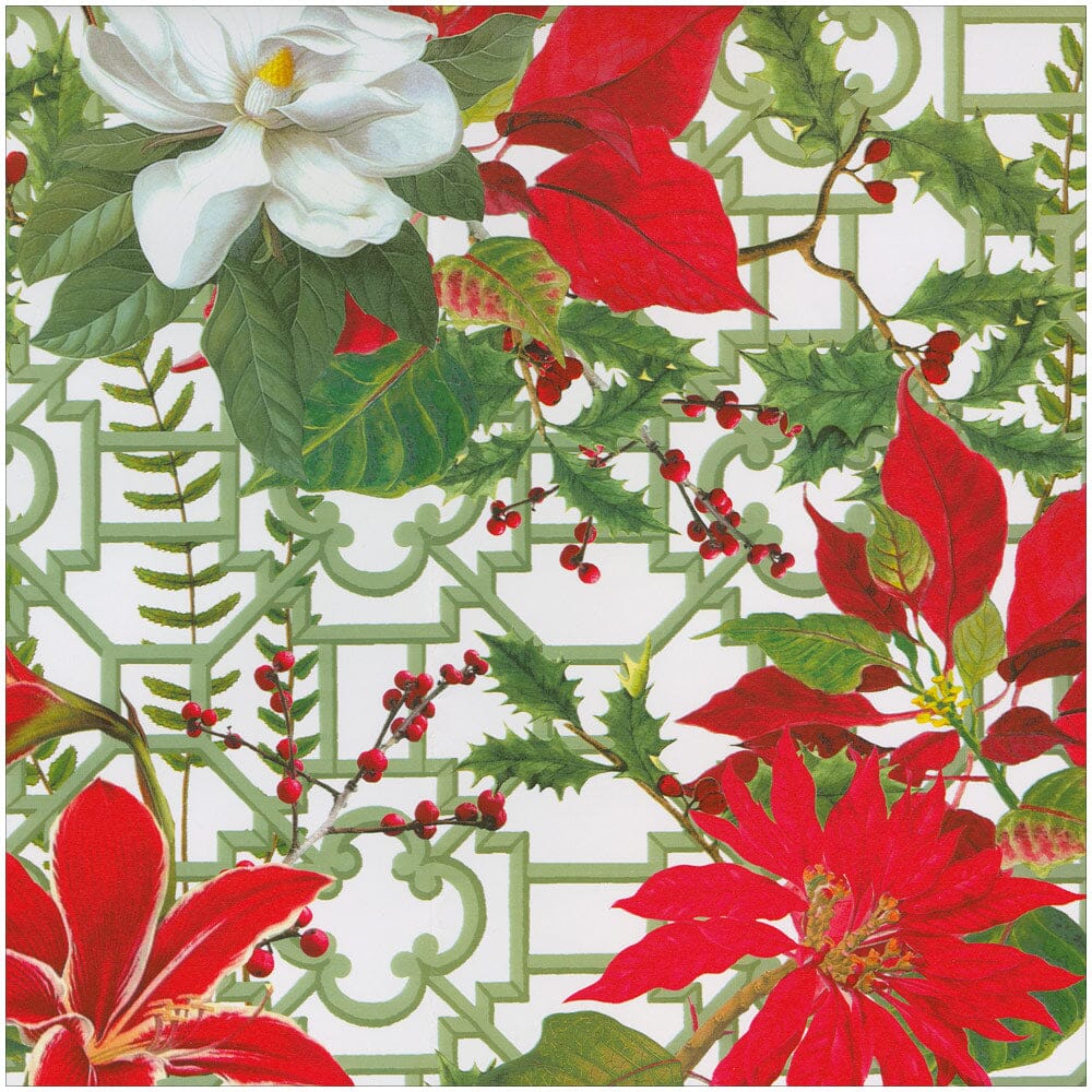 Christmas Garden White Gift Wrap Roll Wrapping Paper Caspari 