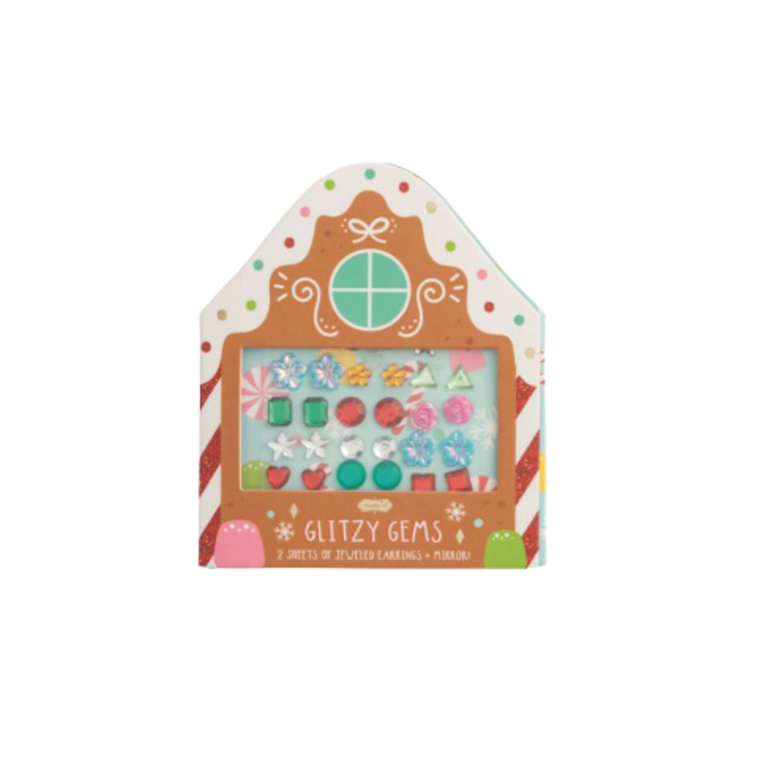 Christmas Glitzy Gems Sticker Earrings Girl Earrings MudPie Gingerbread House 
