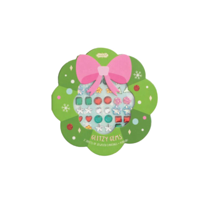 Christmas Glitzy Gems Sticker Earrings Girl Earrings MudPie Wreath 