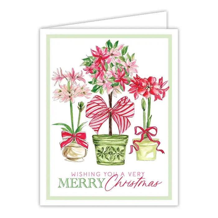 Christmas Greeting Cards Boxed Set Gift Card Rosanne Beck Wishing you a Merry Christmas Poinsettia Topiaries and Bows 