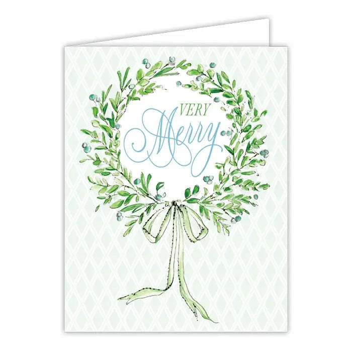 Christmas Greeting Cards Gift Card Rosanne Beck Handpainted Wreath 