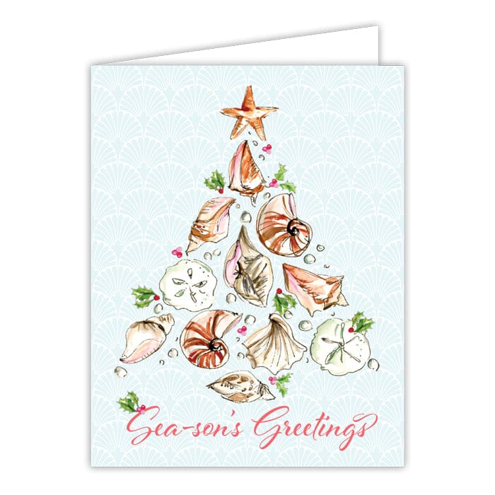 Christmas Greeting Cards Gift Card Rosanne Beck Season's Greeting Seashells Christmas Tree 