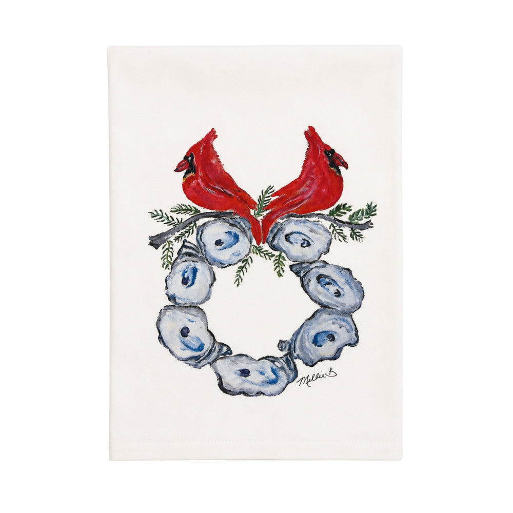 Christmas Kitchen Towels Kitchen Towel Low Country Linens Cardinal Oyster Wreath 