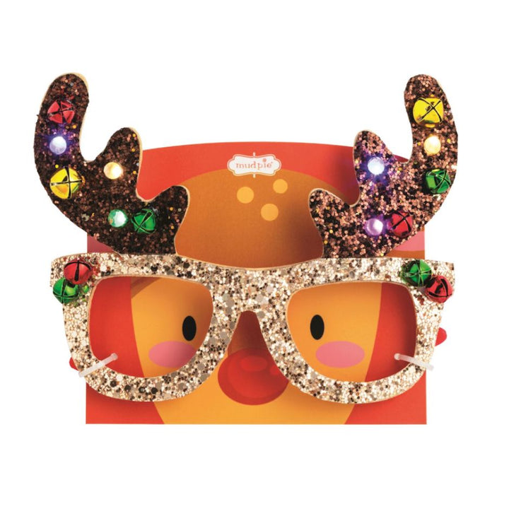 Christmas Light Up Glasses Party Decor MudPie Reindeer 