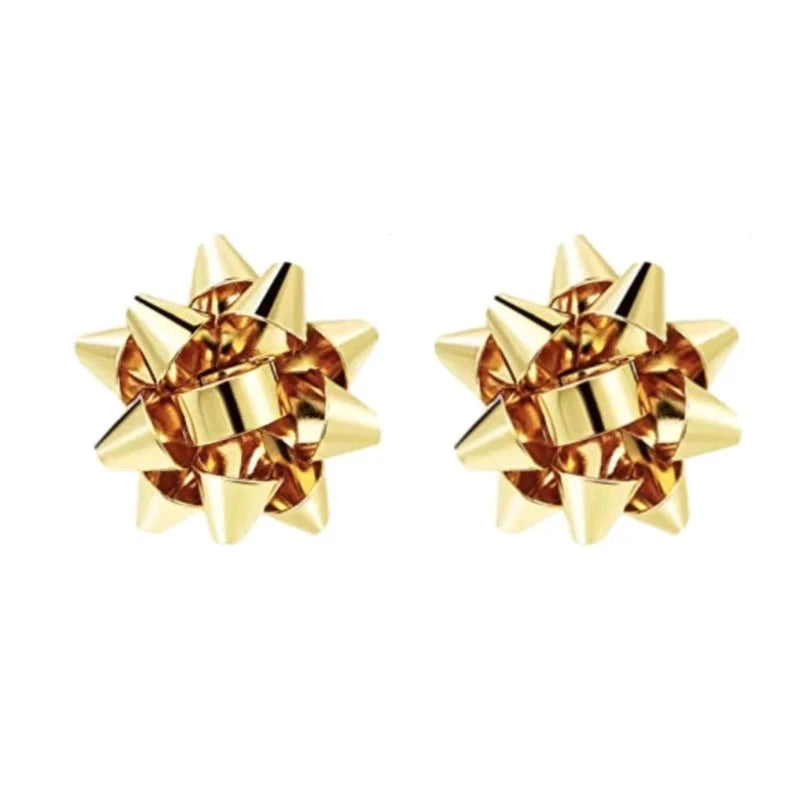 Christmas Present Bow Holiday Earrings - Gold Womens Earrings St. Armands Designs 