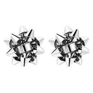 Christmas Present Bow Holiday Earrings - Silver Womens Earrings St. Armands Designs 