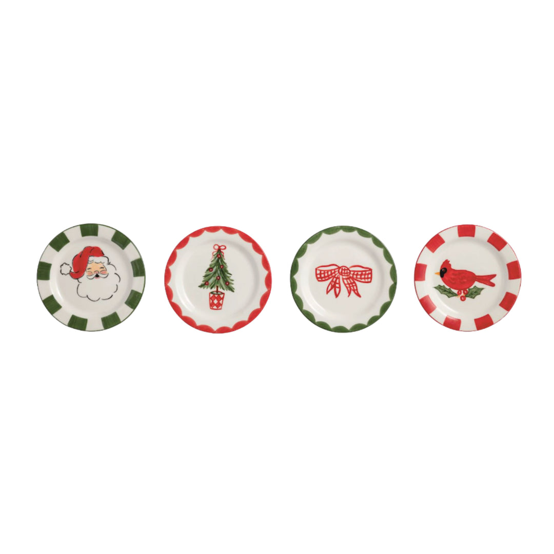 Christmas Tidbit Plates Decorative Plate MudPie 