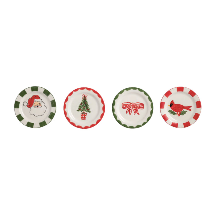 Christmas Tidbit Plates Decorative Plate MudPie 