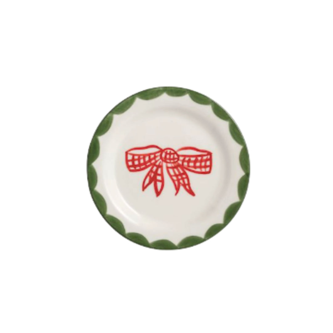 Christmas Tidbit Plates Decorative Plate MudPie Bow 