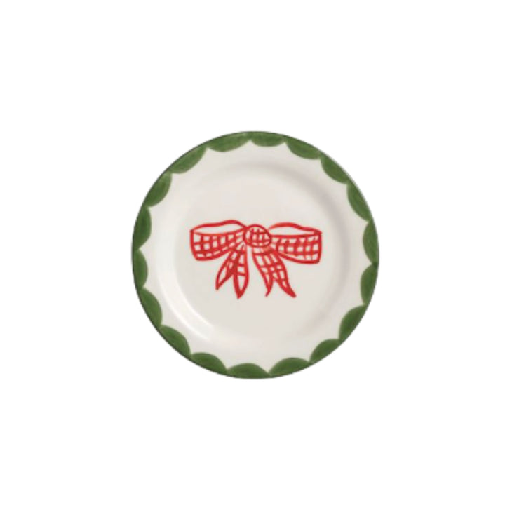 Christmas Tidbit Plates Decorative Plate MudPie Bow 
