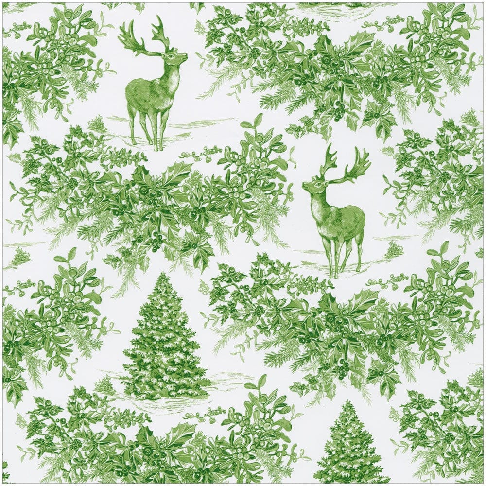 Christmas Toile Green Roll Wrap Wrapping Paper Caspari 