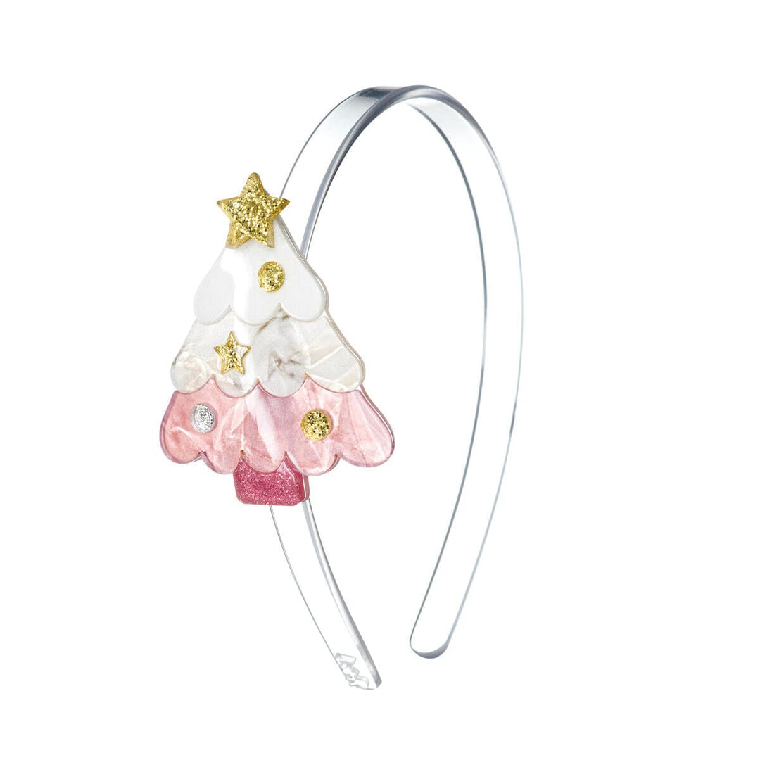 Christmas Tree Pink Pearlized Headband Girl Headband Lilies and Roses 