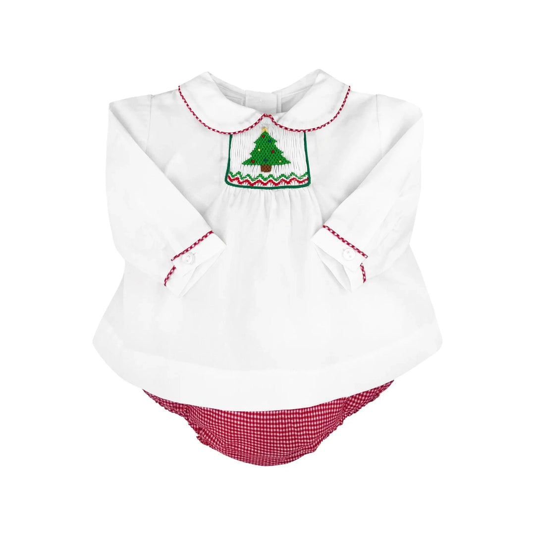 Christmas Tree Smocked Diaper Set Boy Set Petit Bebe 