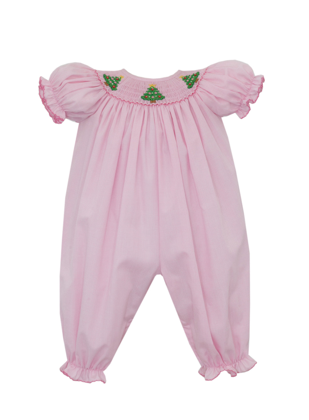 Christmas Tree Smocked Long Romper Girl Romper Petit Bebe 