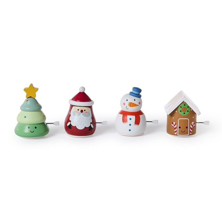 Christmas Wooden Wind Up Spinning Toy Activity Toy Two's Company 