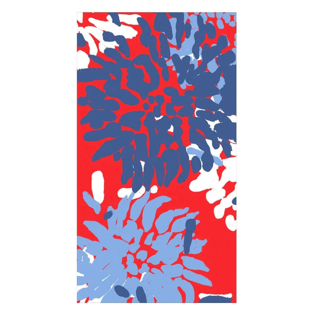 Chrysanthemum Red/White/Blue Guest Towel - package of 15 Guest Towels Caspari 