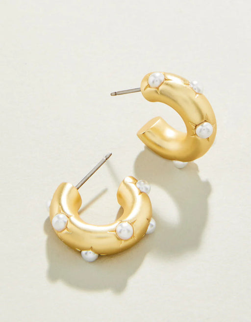 Chubby Hoop Earrings with Pearl Womens Earrings Spartina 