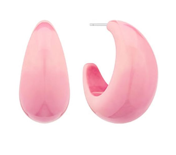 Chunky Acrylic Open Hoop Earrings Womens Earrings Golden Stella Pink 