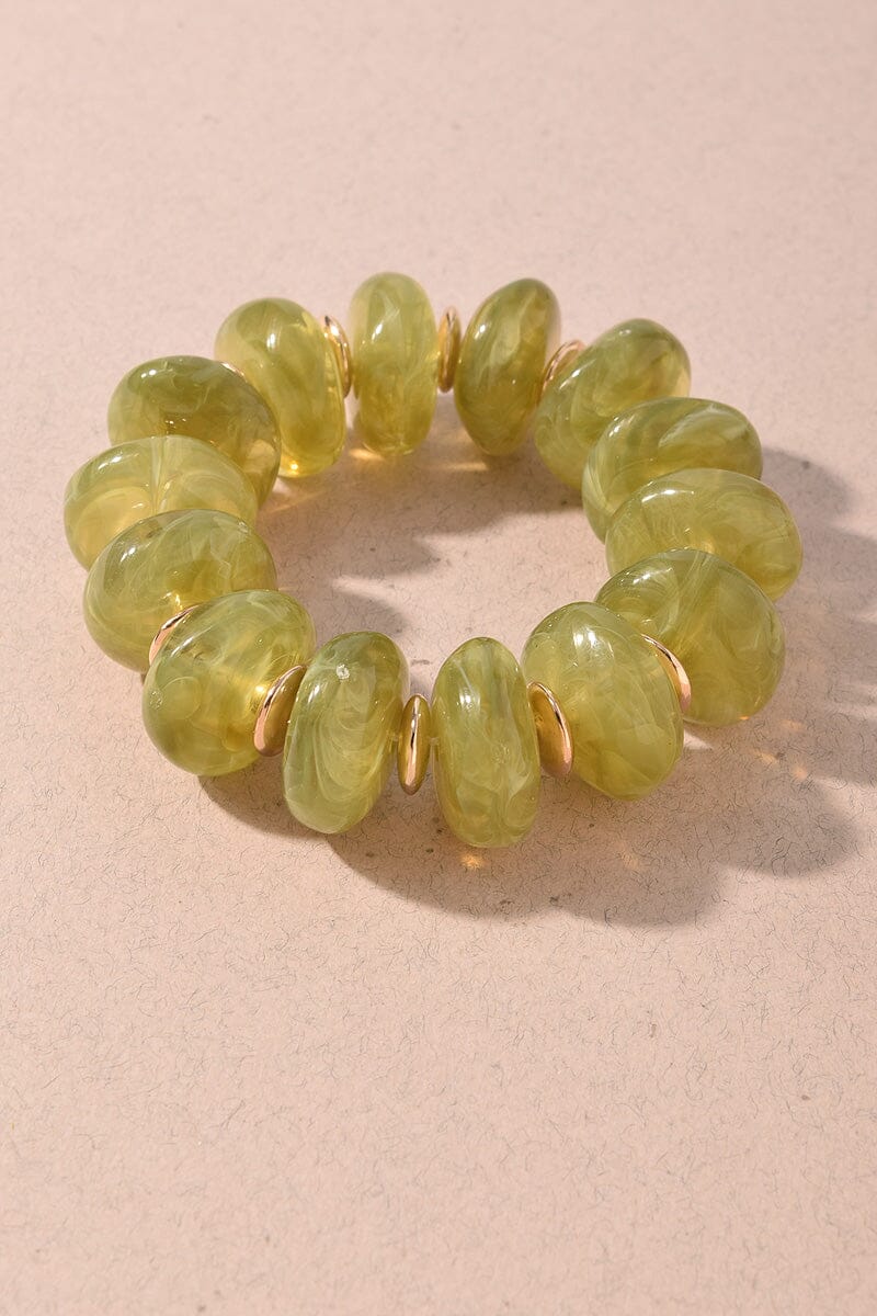 Chunky Marbled Bead Bracelet - Green Womens Bracelet Merveille 
