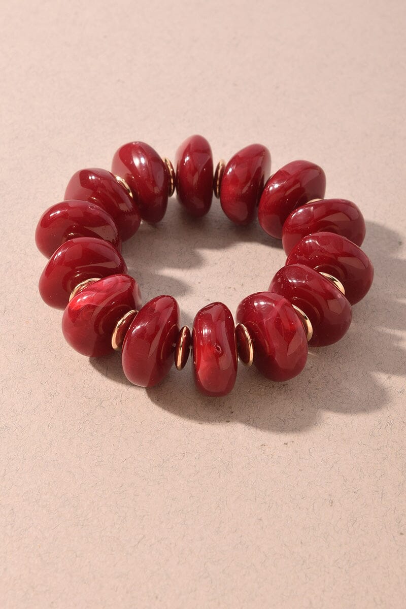 Chunky Marbled Bead Bracelet - Red Womens Bracelet Merveille 