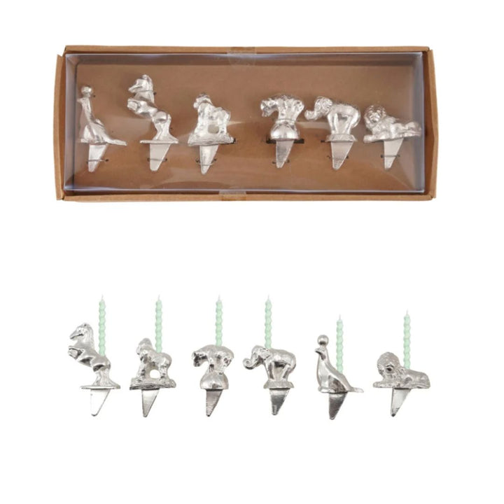 Circus Animal Birthday Cake Candle Holders - Set of 6 Bar Tools Creative Co-Op 