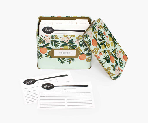 Citrus Floral Tin Recipe Box Recipe Card Boxes Rifle Paper Co 