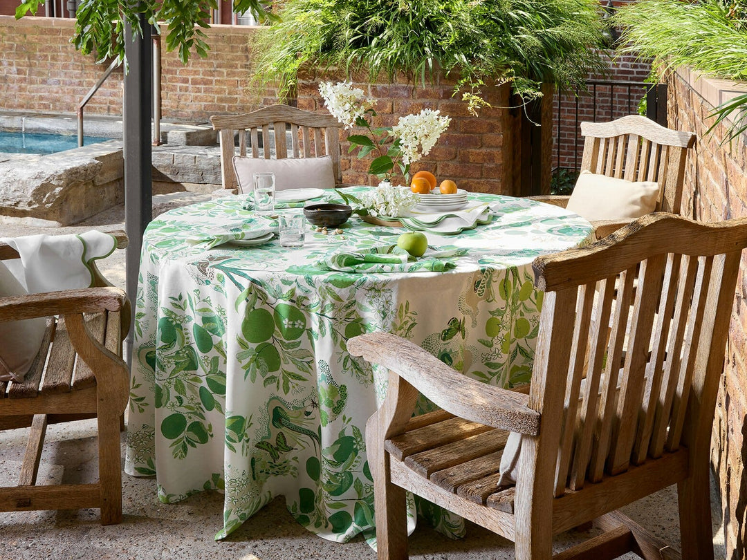 Citrus Garden Tablecloth - Grass - 90" Round Tablecloth Matouk 