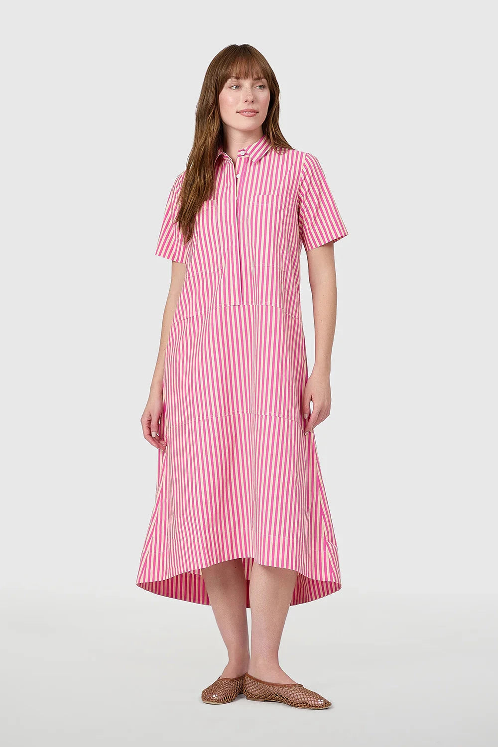 City Dress - Raspberry Pinstripe Womens Dress Livro 