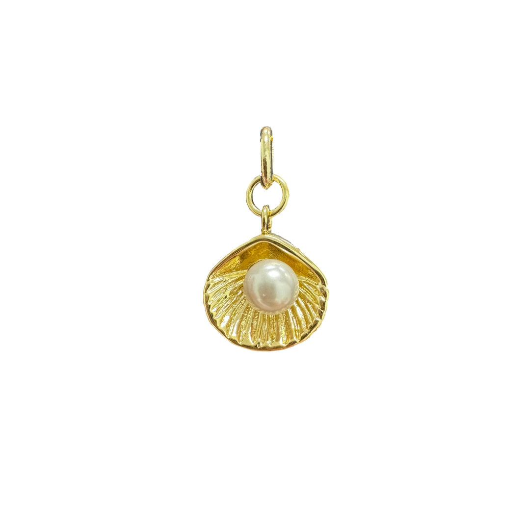 Clam Shell Pearl Charm Necklace Charm Shiver and Duke 