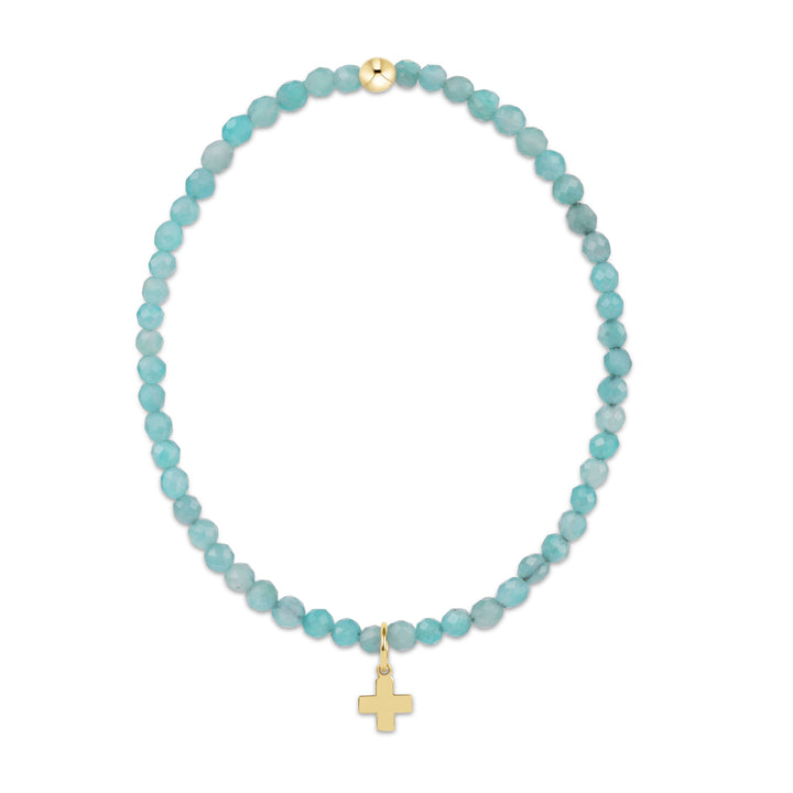 Classic Gemstone 3mm Bracelet - Signature Cross Charm Womens Bracelet ENewton Amazonite 