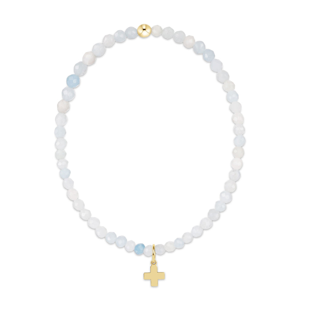 Classic Gemstone 3mm Bracelet - Signature Cross Charm Womens Bracelet ENewton Aquamarine 