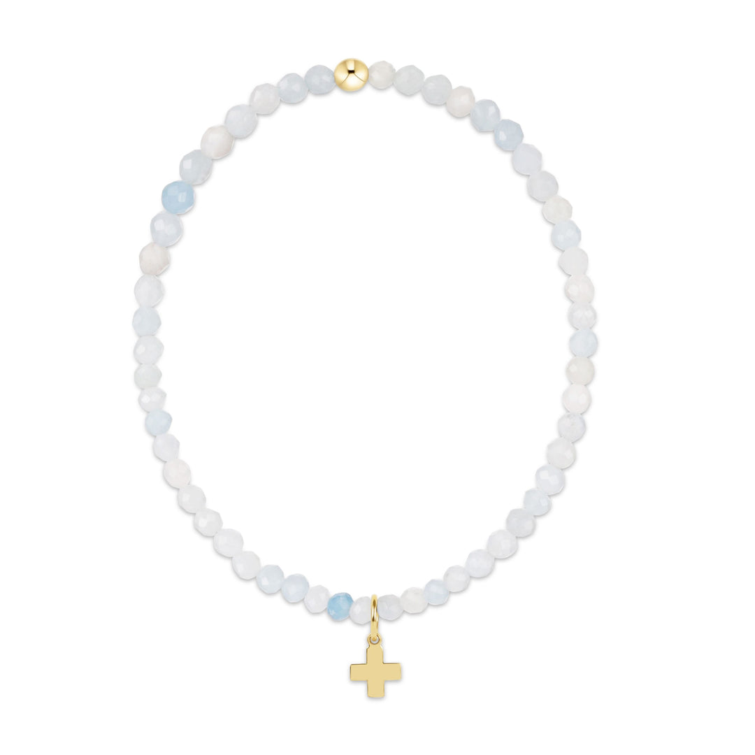 Classic Gemstone 3mm Bracelet - Signature Cross Charm Womens Bracelet ENewton Aquamarine 