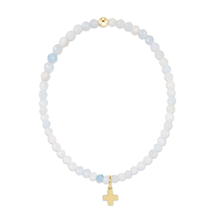 Classic Gemstone 3mm Bracelet - Signature Cross Charm Womens Bracelet ENewton Aquamarine 