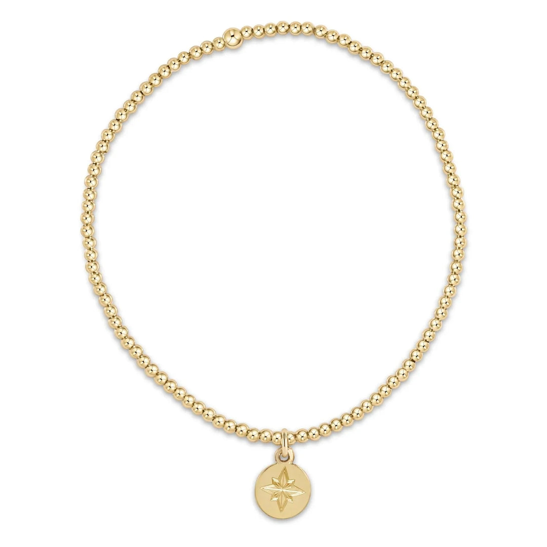 Classic Gold 2mm Bead Bracelet - Direction Gold Disc Womens Bracelet ENewton 