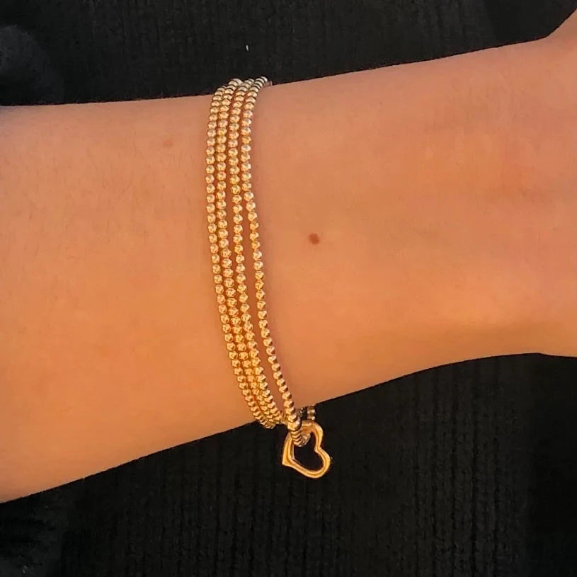 Classic Gold 2mm Bead Bracelet - Love Charm Womens Bracelet ENewton 