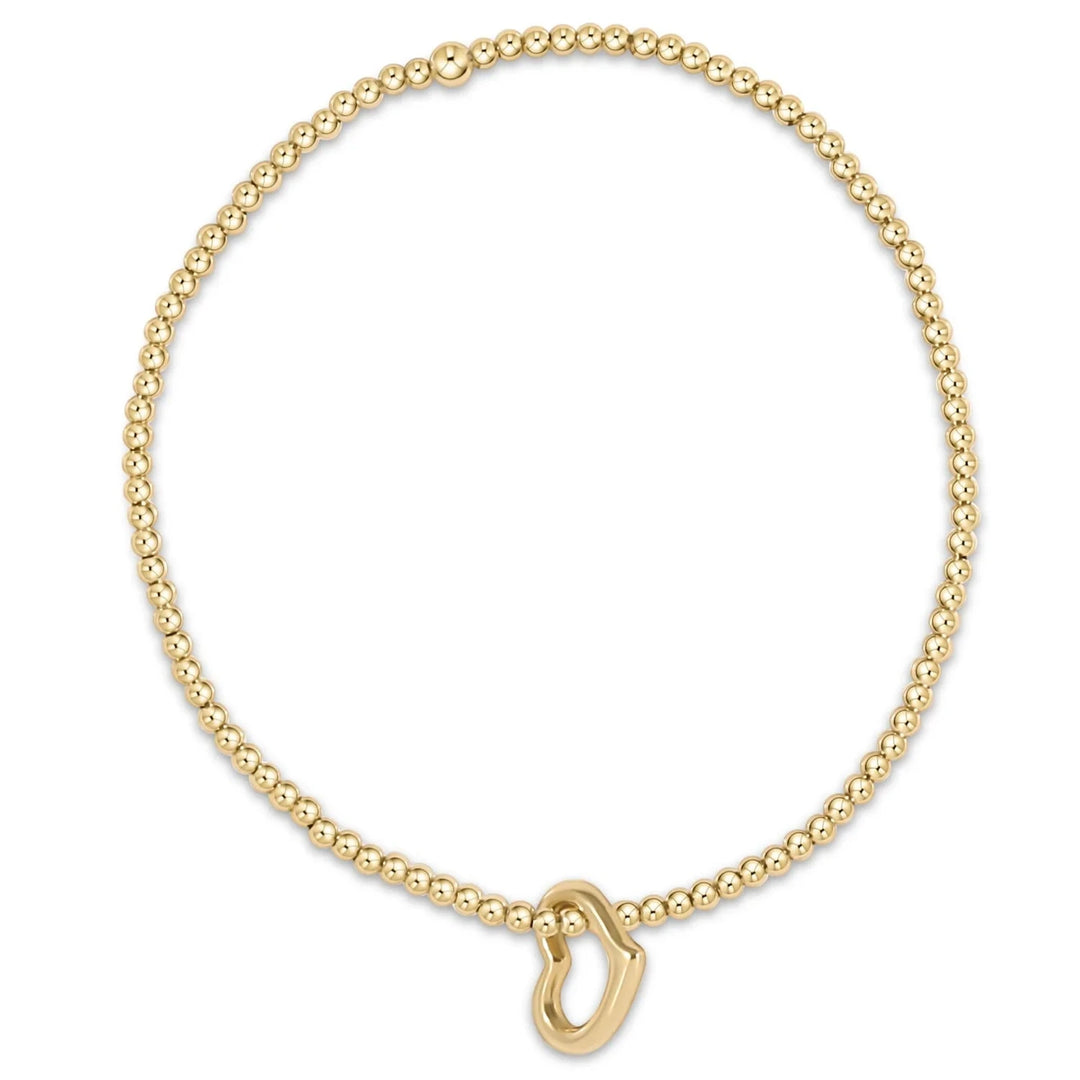 Classic Gold 2mm Bead Bracelet - Love Charm Womens Bracelet ENewton Love Gold Charm 