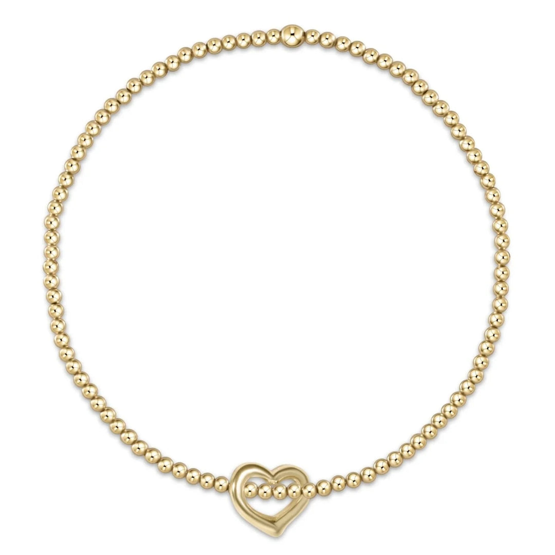 Classic Gold 2mm Bead Bracelet - Love Charm Womens Bracelet ENewton Love Small Gold Charm 