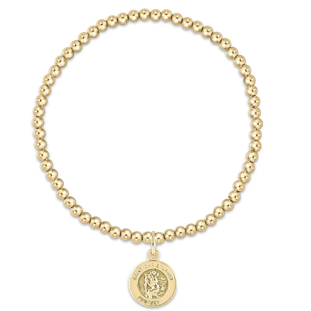 Classic Gold Bead Bracelet - Protection Gold Disc Womens Bracelet ENewton 3mm 