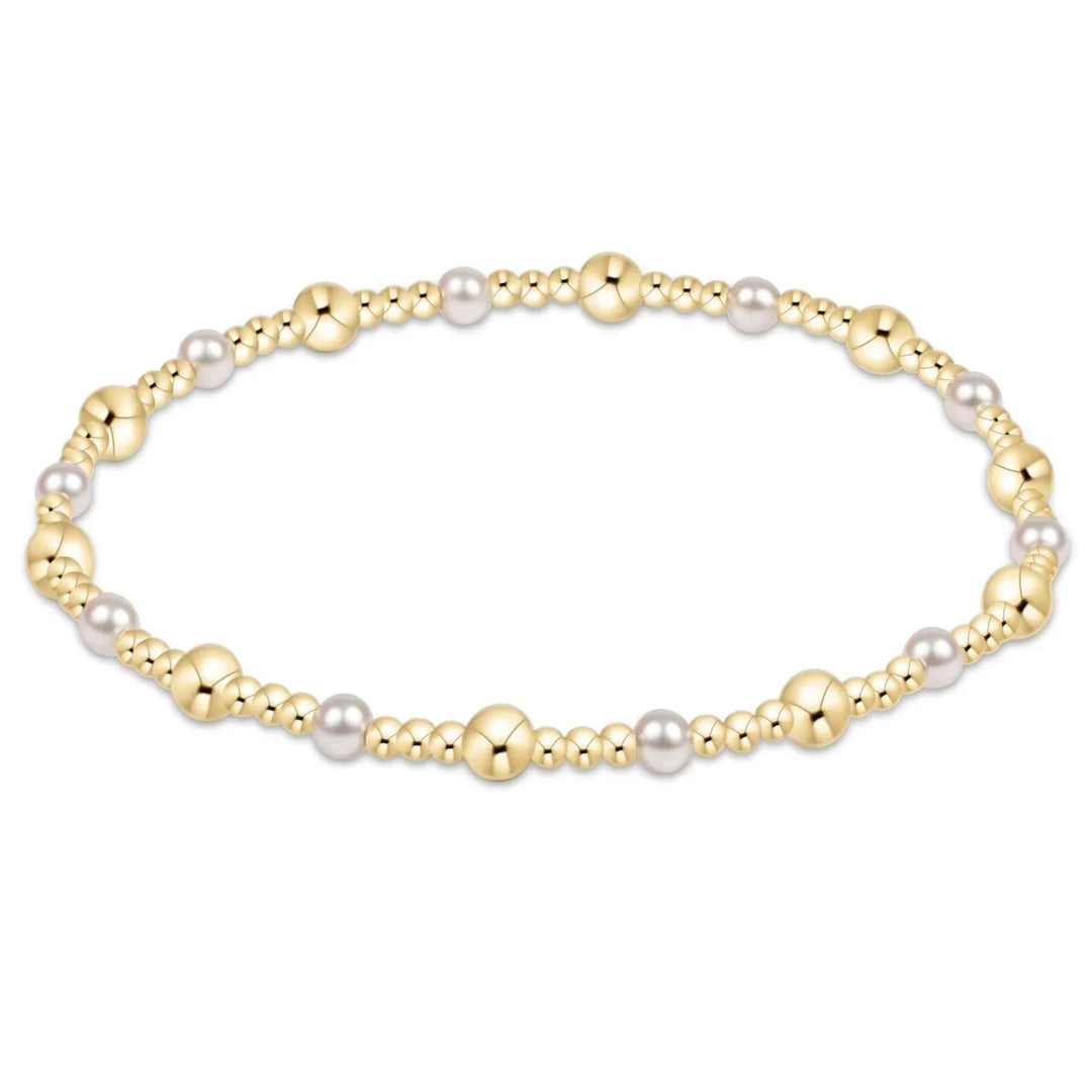 Classic Gold Sincerity Pattern 4mm Bead Bracelet - Pearl Womens Bracelet ENewton 