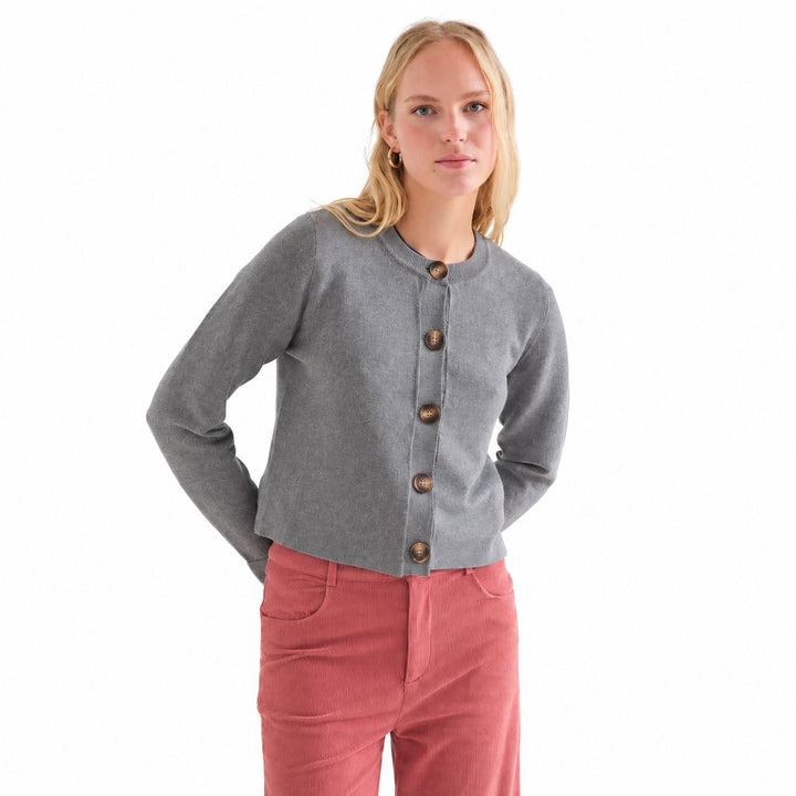 Classic Grey Button Cardigan Womens Sweater Compania Fantastica 
