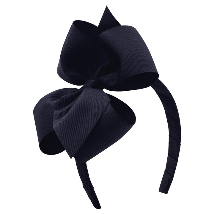 Classic Grosgrain Bow on Headband - Small King Girl Headband WeeOnes Navy 